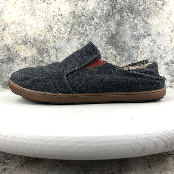 OluKai Men\'s Size 10 Nohea Wool Grey Textile Closed Toe Slip On Loafers Casual main image 6